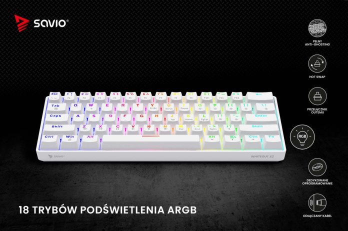 5 klawiatura mechaniczna whiteout x2 savio argb backlight brown pl